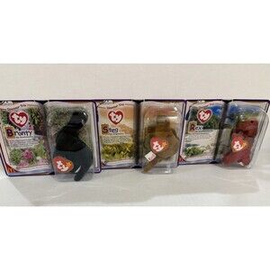 TY RARE RETIRED DINOSAUR TRIO, 1994 Mc Donalds Beanie Baby W/Package Errors